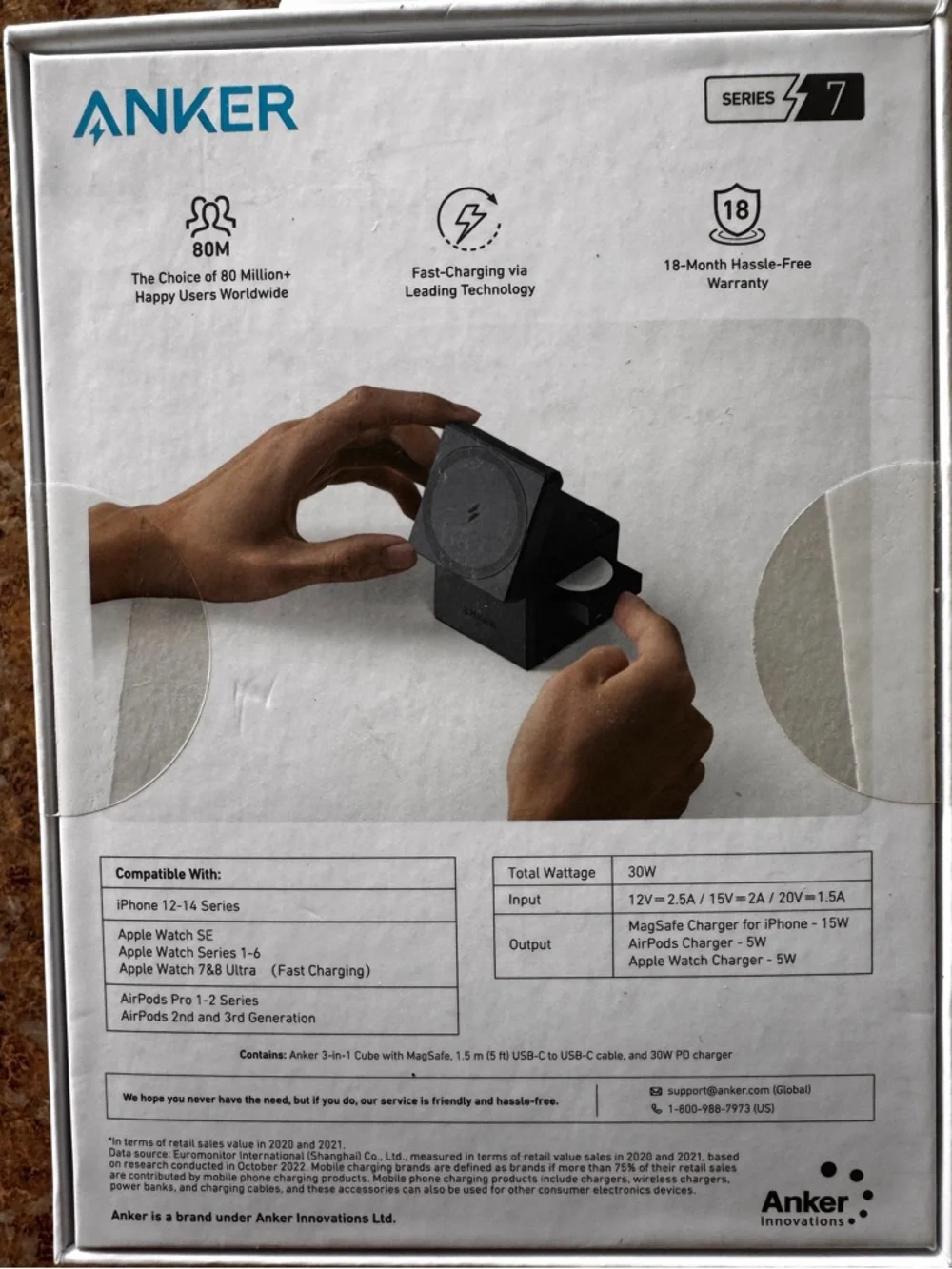 Anker 3-in-1 Wireless Charging Cube in Black